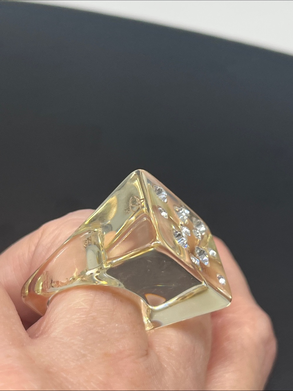 Clear signed Sobrel rhinestone ring size 8